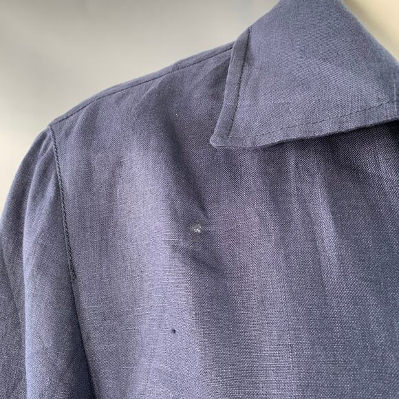 BRUNELLO CUCINELLI Size 40 Navy Red Twill Linen Snaps Jacket - Picture 4 of 10